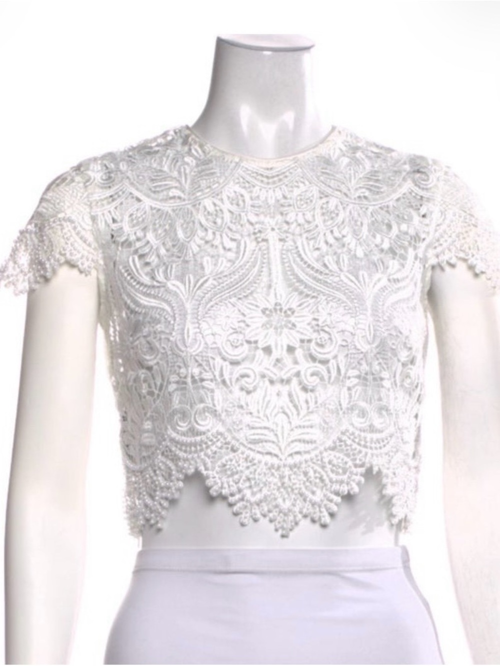 Catherine Deane Bardot Top Lace Crop Top — XS / Size 2